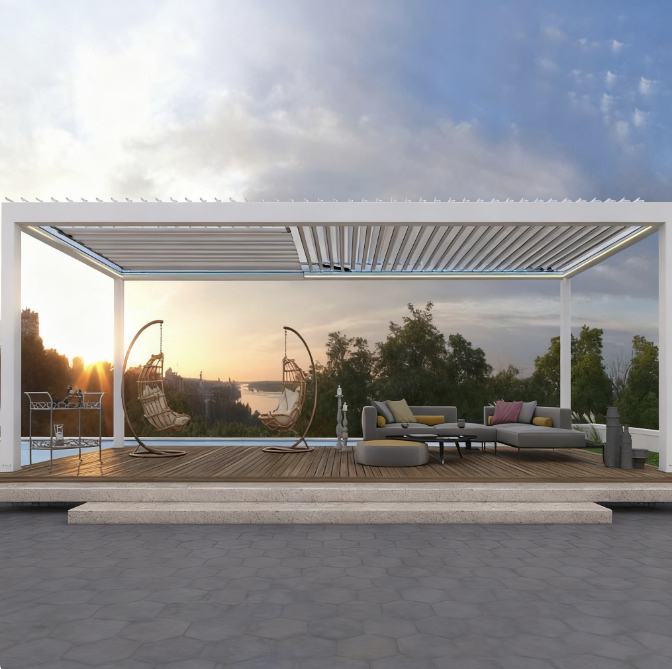 Smart Garden Electric Pergola - Aluminiowa pergola wenecka, elektryczna inteligentna szklana