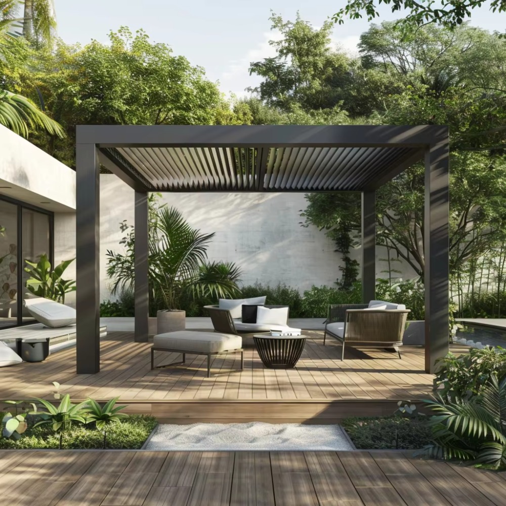 Smart Garden Electric Pergola - Elektryczna, inteligentna pergola aluminiowa z roletami,